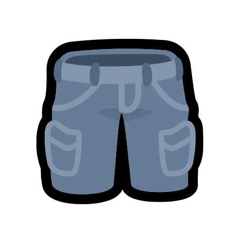 A dull blue pair of cargo shorts.